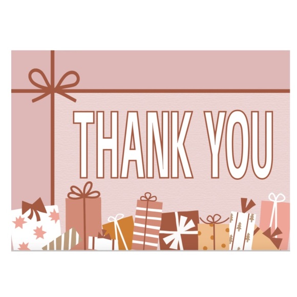 20 4x6 Thank You Cards Christmas Print Postcard Blank Back Side - holiday print - Picture 2 of 3